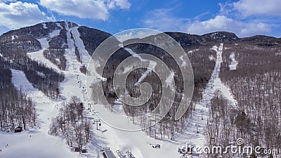 Flight over the magnificent Mont Orford Stock Photo