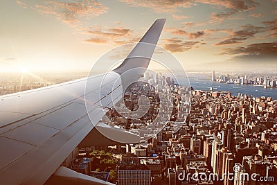 Flight over New York City Stock Photo