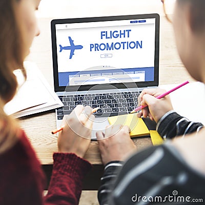 Flight Promotion Offer Plane Traveling Concept Stock Photo