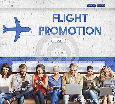 Flight Promotion Offer Plane Traveling Concept Stock Photo