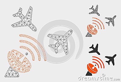 Flight Radar Vector Mesh 2D Model and Triangle Mosaic Icon Vector Illustration