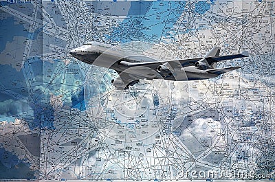 Flight routes map Stock Photo