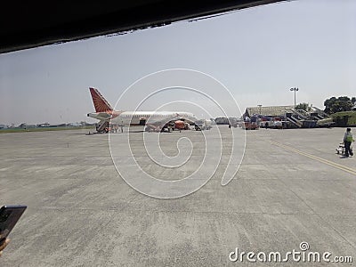 A FLIGHT STANDING IN AIRPORT IN INDIA Editorial Stock Photo