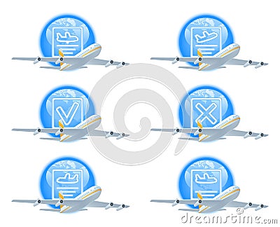 Flight status icon set Stock Photo