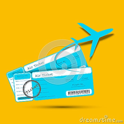 Flight Ticket with Airplane Vector Illustration