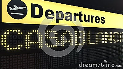 Flight to Casablanca on international airport departures board. Travelling to Morocco conceptual 3D rendering Stock Photo