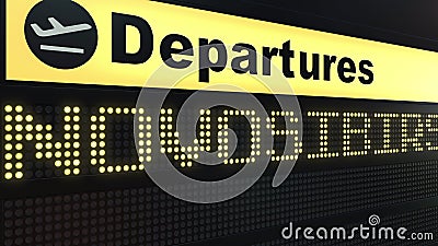 Flight to Novosibirsk on international airport departures board. Travelling to Russia conceptual 3D rendering Stock Photo