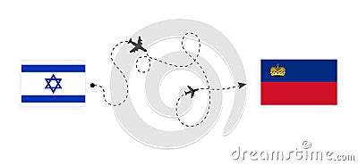 Flight and travel from Israel to Liechtenstein by passenger airplane Travel concept Vector Illustration