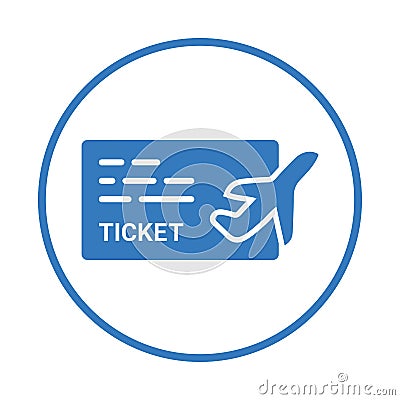 Flight, travel, ticket icon. Blue color design Stock Photo