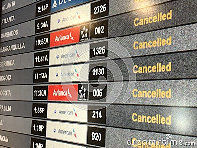 Flights cancelled. Global travel restriction. Editorial Stock Photo