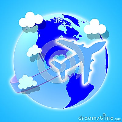 Flights Global Means Travel Guide And Worldly Stock Photo