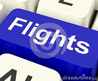 Flights Key In Blue For Overseas Vacation Stock Photo