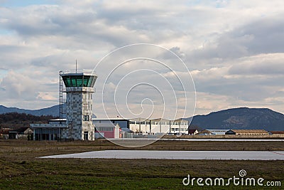 Flights management air control tower Stock Photo