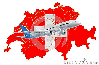 Flights to Switzerland, travel concept. 3D rendering Stock Photo