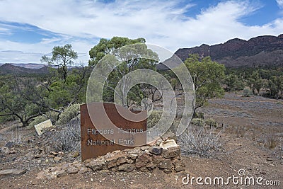 Flinders Ranges National Park Marker, SA Editorial Stock Photo