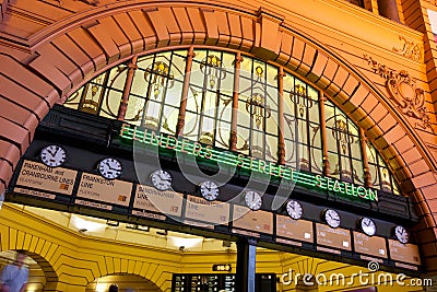 Flinders Street Station Clocks Stock Photo