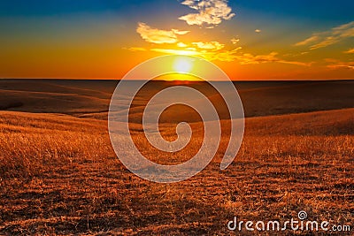 Flint Hills of Kansas Sunset Stock Photo