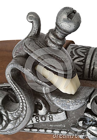 Flintlock Pistol Firing Mechanism. Stock Photo