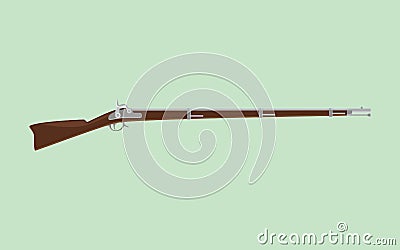 Flintlock rifle with green background Vector Illustration