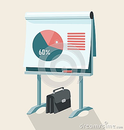 Flip Chart With Pie Graph Vector Illustration