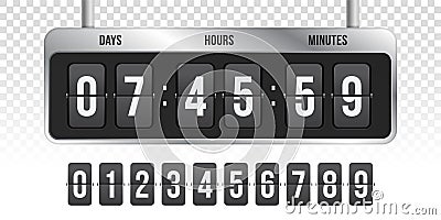 Flip countdown clock vector timer counter Vector Illustration