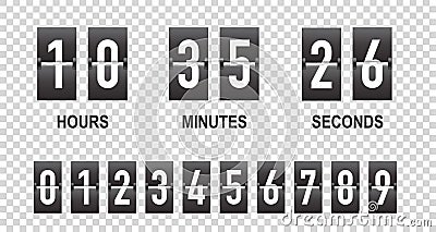 Flip countdown timer. Counter down with scoreboard of hours, minutes, seconds for coming soon. Digital clock. vector Vector Illustration