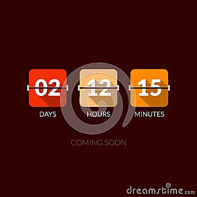 Flip Countdown timer vector clock counter. Flat style Vector Illustration