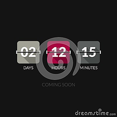 Flip Countdown timer vector clock counter. Flat style Vector Illustration