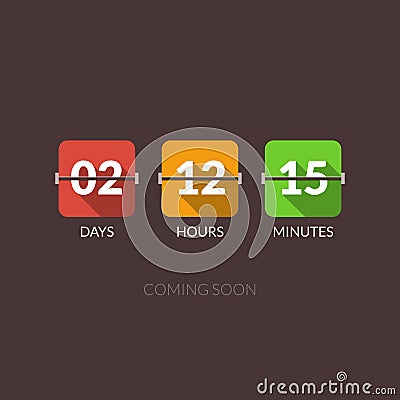 Flip Countdown timer vector clock counter. Flat style Vector Illustration