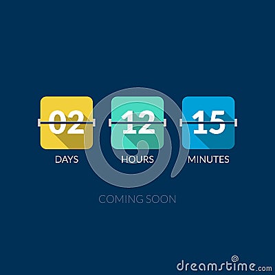 Flip Countdown timer vector clock counter. Flat style Vector Illustration