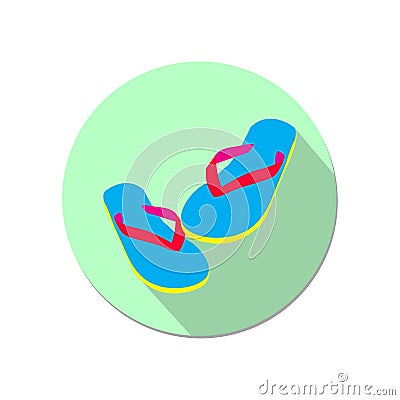 Flip Flop Flat Icon with Long Shadow Vector Illustrations Vector Illustration