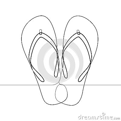Flip Flop Foot Sandals Single Continuous Line Vector Illustration Graphic Vector Illustration