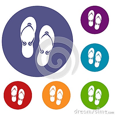 Flip flop sandals icons set Vector Illustration