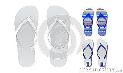 Flip Flop set mock up. Vector Design Template of Summer Beach Flip Flops Pair For Advertising, logo print Vector Illustration