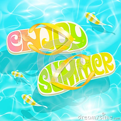 Flip-flop with summer greeting Stock Photo