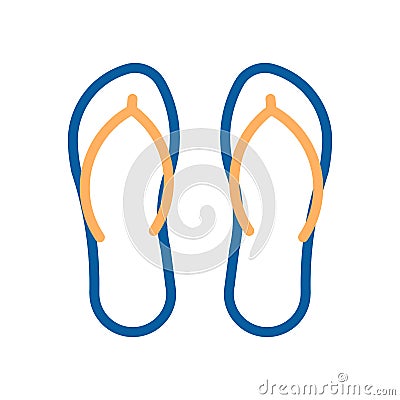 Flip flops beach footwear icon. Vector thin line illustration. Vector Illustration