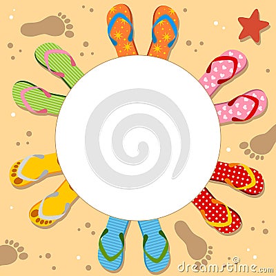 Flip Flops Holiday Photo Frame Vector Illustration