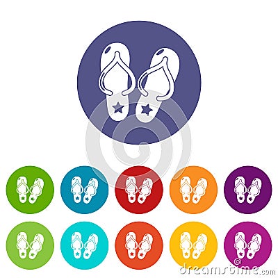 Flip flops icons set vector color Vector Illustration