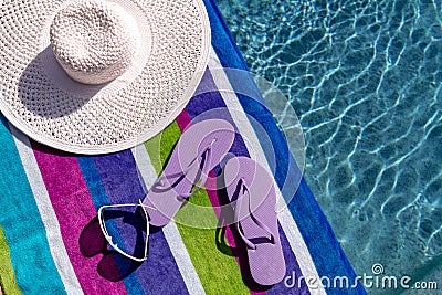 Flip Flops by the Pool Stock Photo