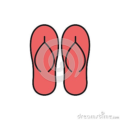 Flip flops sandal filled color style icon set. Vector graphic Vector Illustration