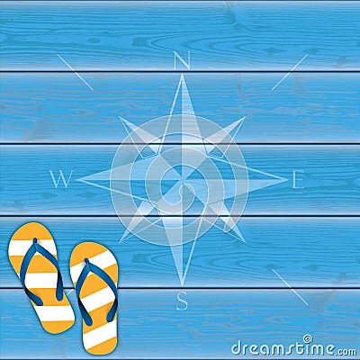 Flip-Flops Wooden Background Vector Illustration