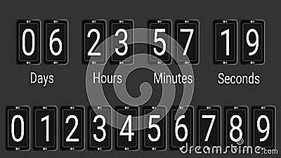 Flip scoreboard countdown counter timer. Vector Illustration