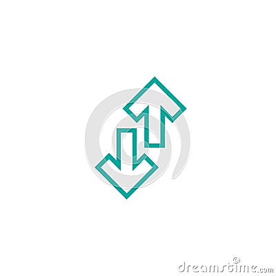 Flip Vertical vector icon. Two blue opposite line arrows isolated on white Vector Illustration