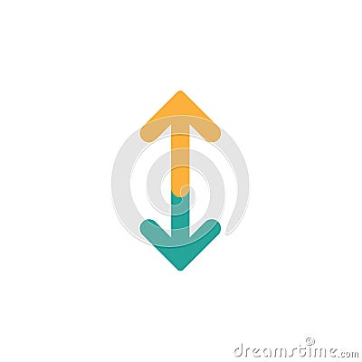 Flip Vertical vector icon. two orange and blue opposite arrows isolated on white Vector Illustration