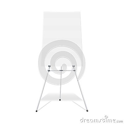 Flipchart, display easel stand vector mock-up. Blank whiteboard realistic mockup. Tripod flip chart white board template Vector Illustration