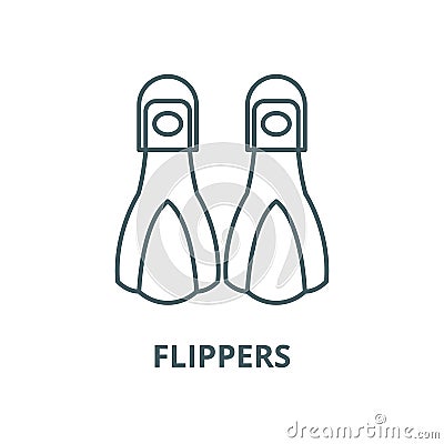 Flippers vector line icon, linear concept, outline sign, symbol Vector Illustration