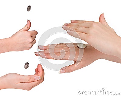 Flipping coins Stock Photo