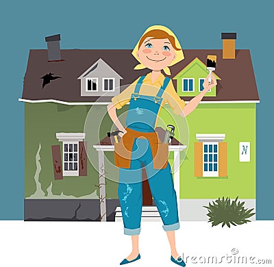 Flipping a house Vector Illustration