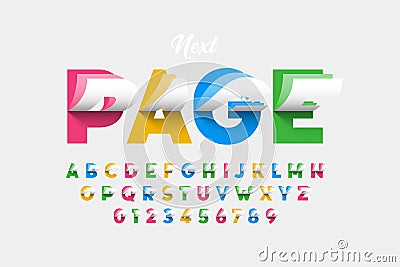 Flipping pages style colorful font Vector Illustration