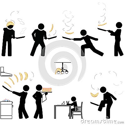 Flipping pancakes with skillful ease Vector Illustration